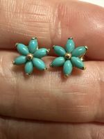 Boucles d’oreilles, 9 carats avec turquoise