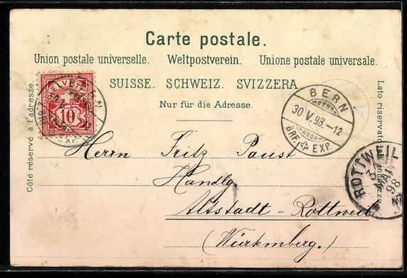 Cartoline postali: Litho Bern, Ortsansicht, Denkmal Rudolf  – Usato da Berlin venduto da bartko-reher 1