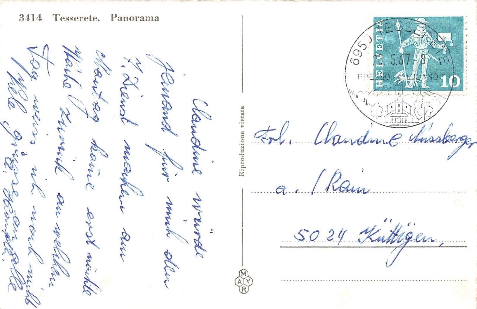 Cartoline postali: Tesserete – Usato da Biasca venduto da Blenio71 1
