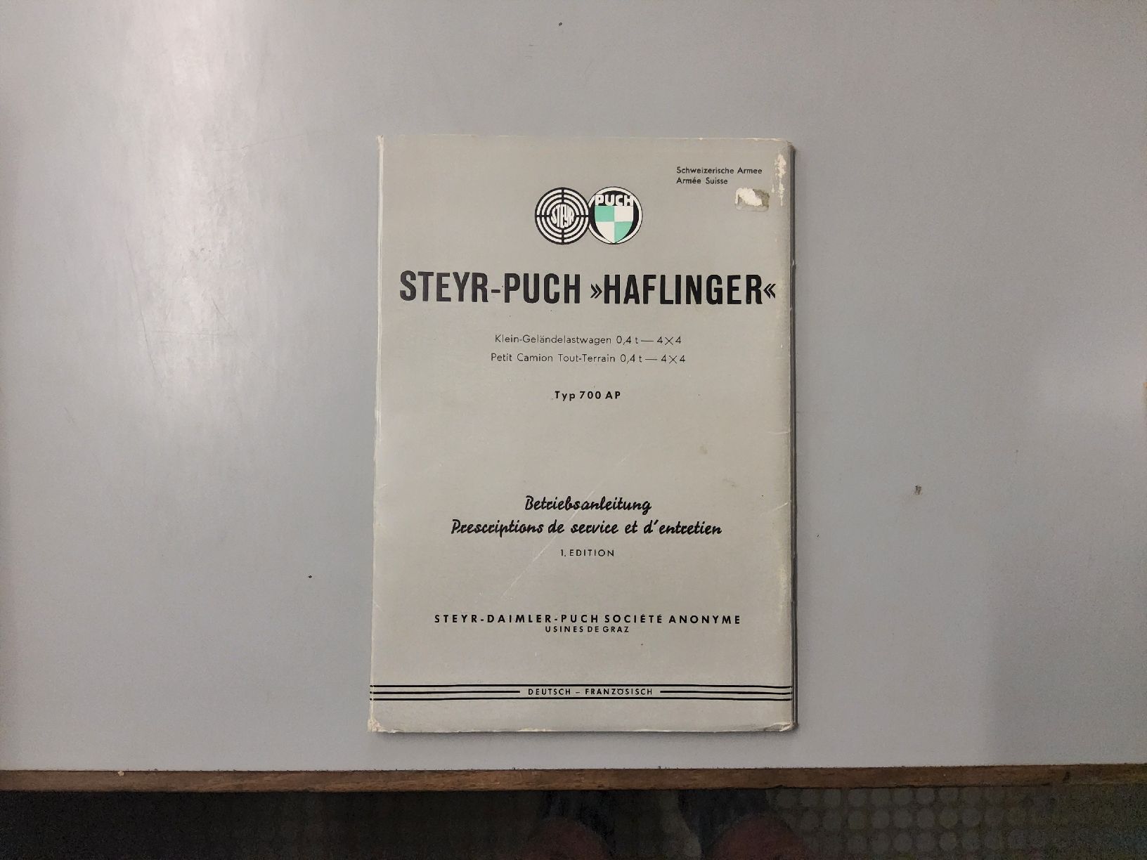 Puch Dokumente: Steyr Puch Haflinger / Bedienungsanleitung – Gebraucht aus Schüpfen von ber_j6b6
