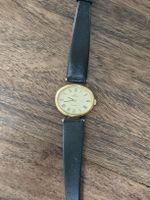 Omega De Ville Damenuhr, Goldauflage, Lederband, Vintage