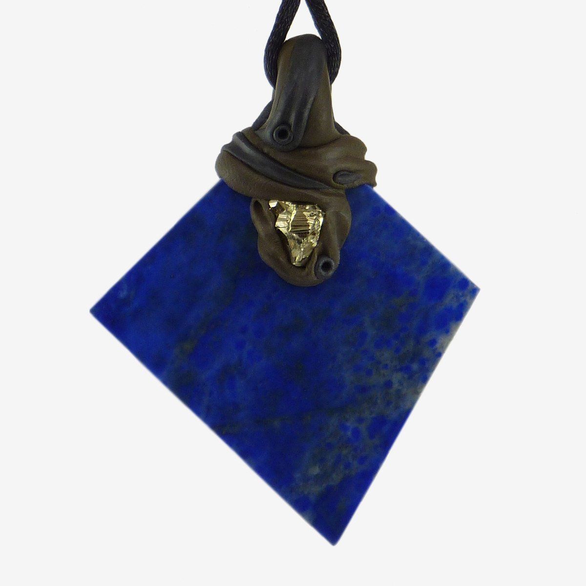 Pietre preziose: Lapislazuli Steinanhänger mit zusätzlich eingefasstem Pyrit – Nuovo e nell'imballaggio originale da Meilen venduto da Kaleidoskopia