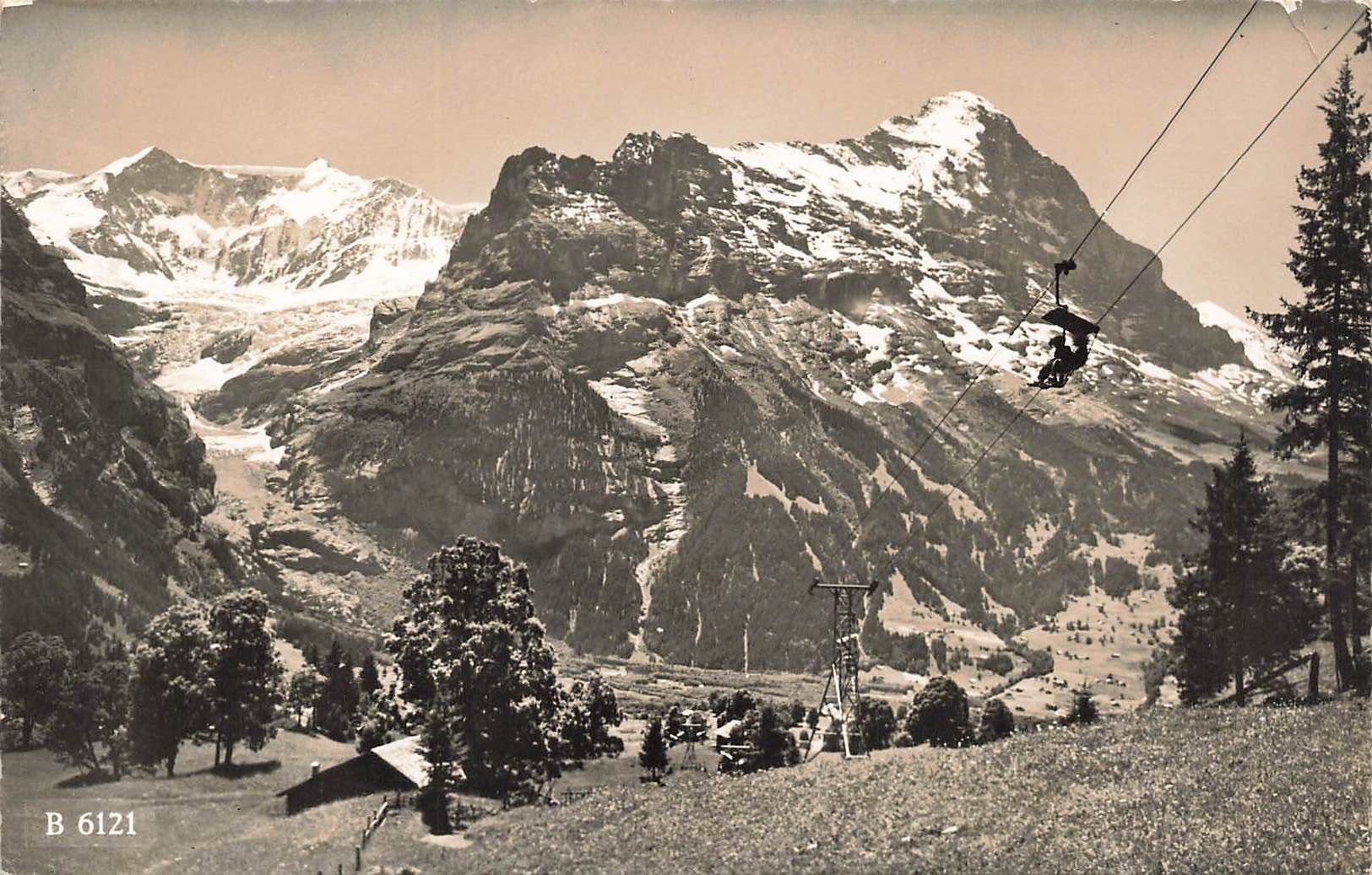 Cartoline postali: Sesselbahn Grindelwald first mit fiescherhorner und eiger – Usato da Biasca venduto da Blenio71