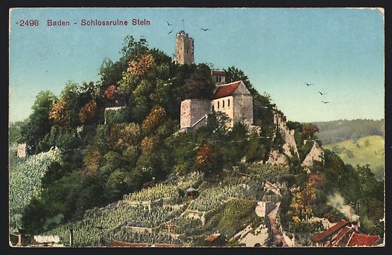 Ansichtskarten: AK Baden, Schlossruine Stein, 1913 – Gebraucht aus Berlin von bartko-reher