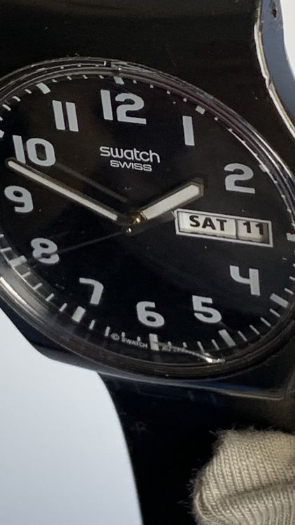 Swatch Armbanduhr, Schwarz, Vintage 6