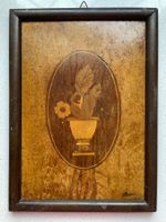 Antikes Intarsien Bild / Holz signiert datiert 1938