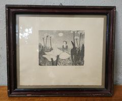 Original Radierung Gerahmt Kunst Grafik Epreuve 1976
