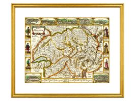 CH Landkarte 1633: Nova Helvetiae Tabula, gerahmt