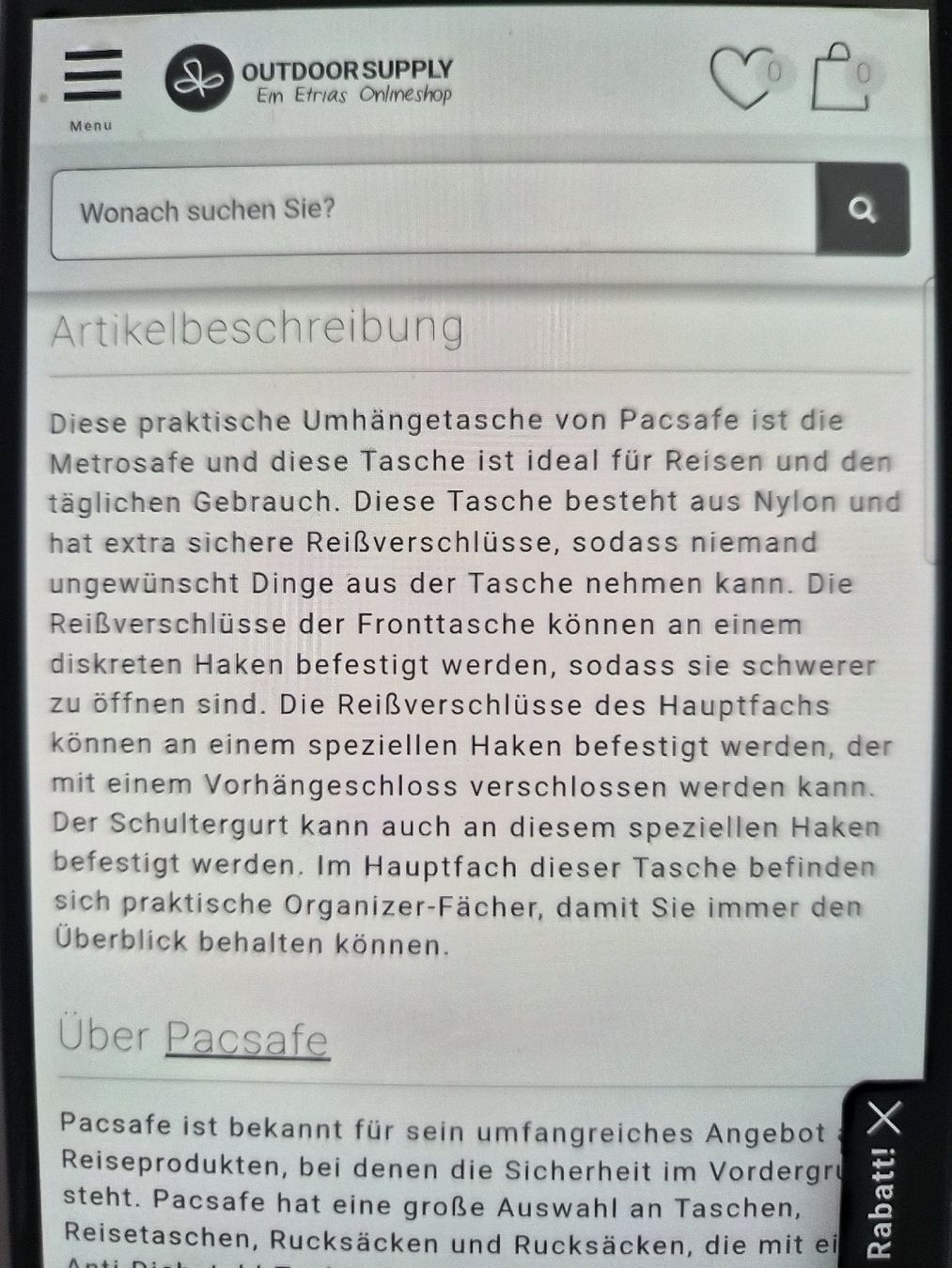 Pacsafe Borse: Umhängetasche Pacsafe Ls100 schwarz. – Usato da Basel venduto da dhe_qbg8 7