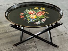 Antikes Blechtablett Blumen - Napoleon III - 19. Jahrhundert