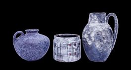3x Vase Scheurich vintage Mid century Fat Lava 60s bleu blau