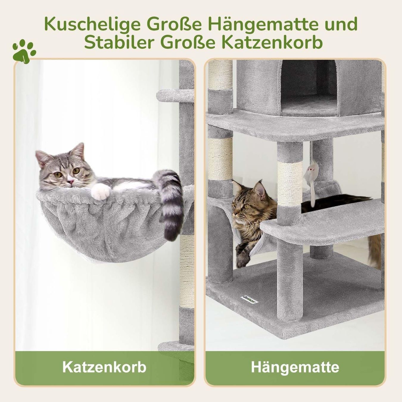 Tiragraffi: Katze Katzenbaum Kratzbaum Kletterbaum Katzenturm 130cm Grau – Nuovo e nell'imballaggio originale da Wittenbach venduto da VELARO 3