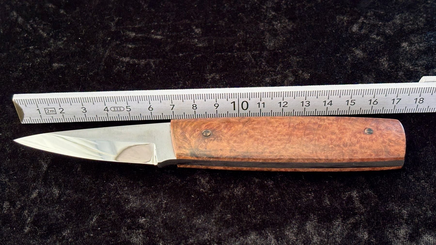 Coltelli tascabile: Custom-Puuko, Wurzelholz-Griff, Klinge aus 14C28N – Usato da Frauenkappelen venduto da Doc_Snyder 3