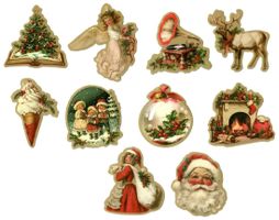 Nostalgische Weihnachtssticker, 10 Stk. Set 3, ca. 4x5 cm