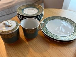 Langenthal "Château" Geschirr Set Smaragd und Gold