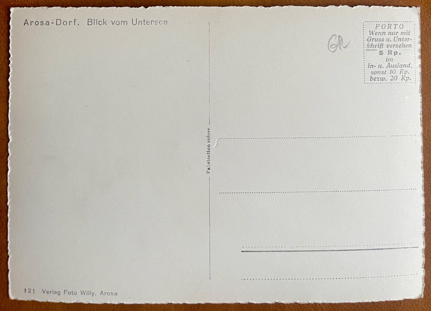 Cartoline postali: AK:  AROSA - DORF : blick vom Untersee – Usato da Lutry venduto da Ediego 1