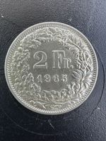 2 Franken 1965 Silbermünze Schweiz guter Zustand