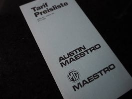 AUSTIN / MG MAESTRO Preisliste 27.2.1985