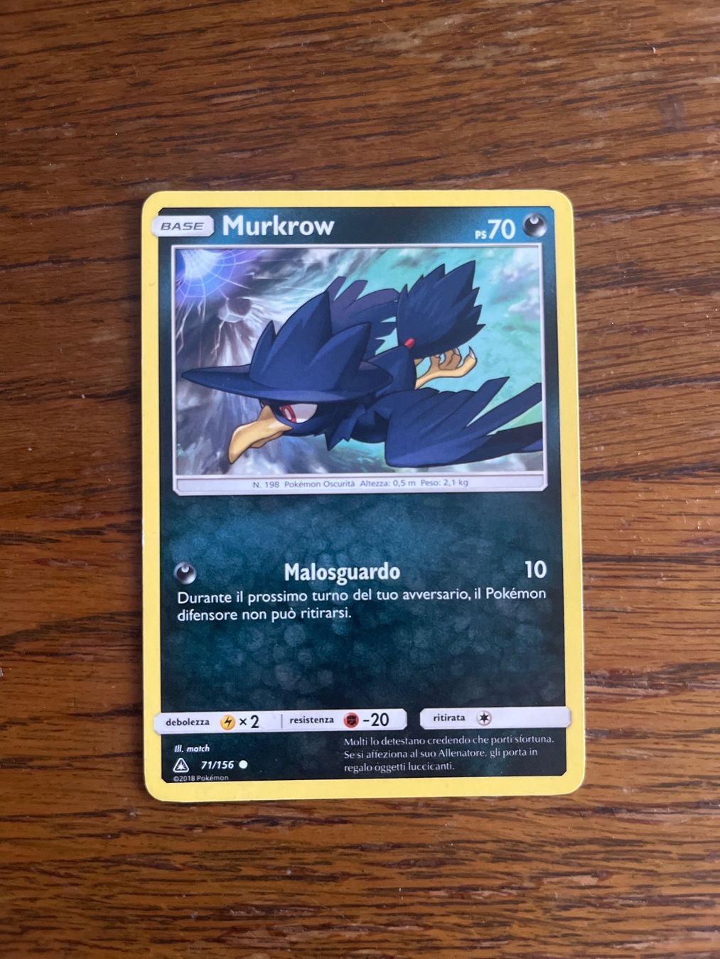 Pokémon Carte collezionabili: Carte Pokemon Murkrow - Ultra Prism - IT – Usato da Vernayaz venduto da Darkfrost
