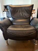 de Sede Sessel / Relaxliege, Leder, schwarz / Chrom