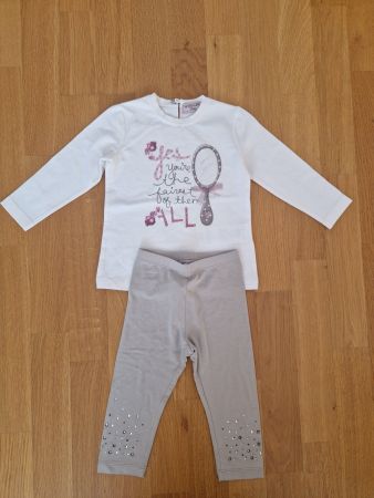 Neu Monnalisa Bebe Set Shirt Leggings Gr. 18M / 80-86
