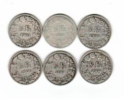 6 x -.50 Rappen /1894 - 1899 - 1900 - 1901 - 1903 - 1904