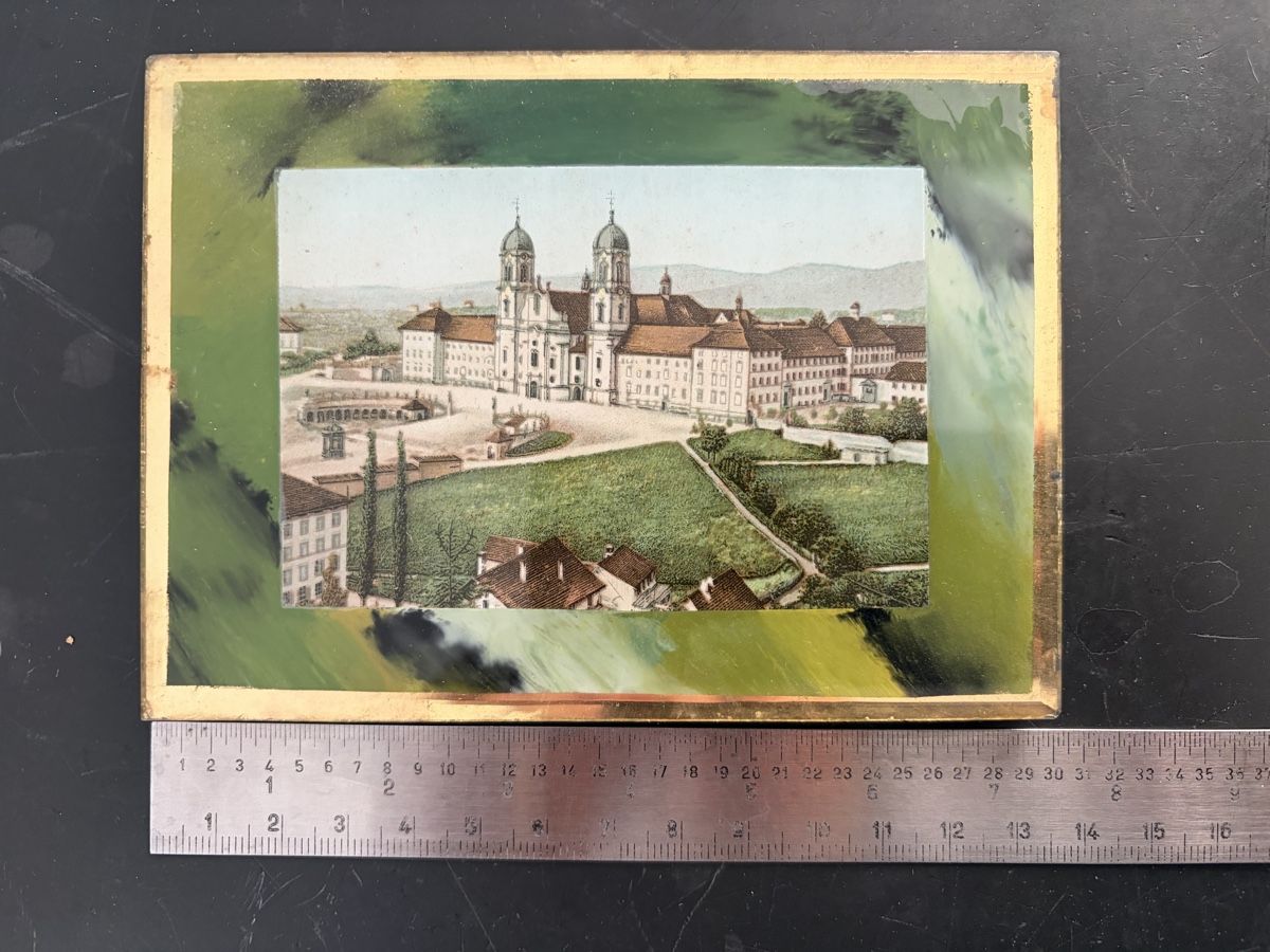 Poster & Bilder: Ansicht Kloster Einsiedeln, antike  Hinterglasmalerei selten – Gebraucht aus Zürich von mimikiki100 1