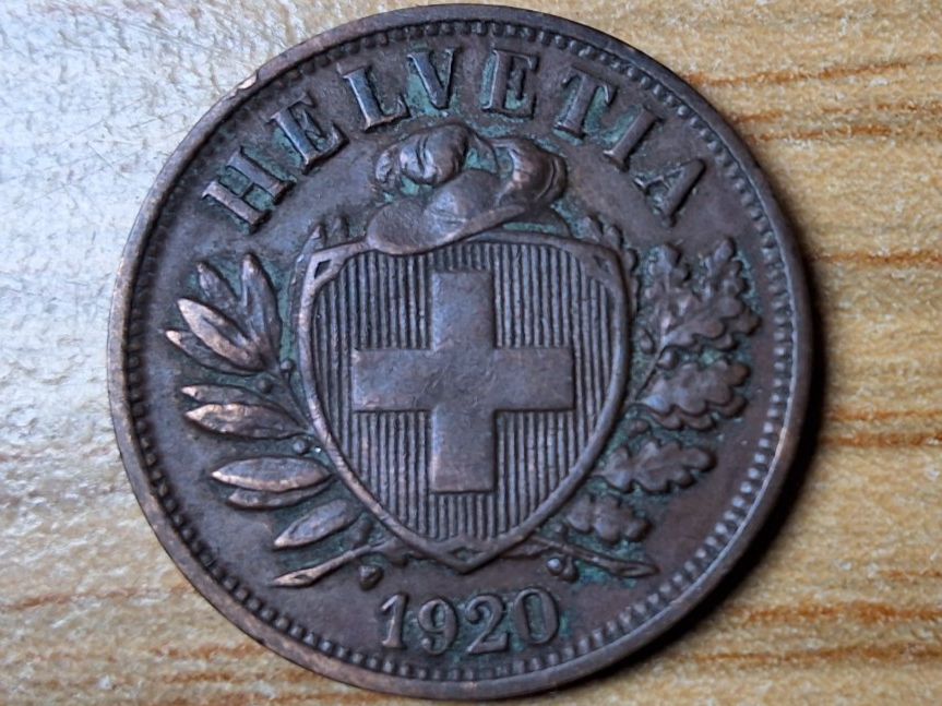Alle Münzen: 2 Rappen 1920 - Selten! – Gebraucht aus Münchenstein von purbach1 6