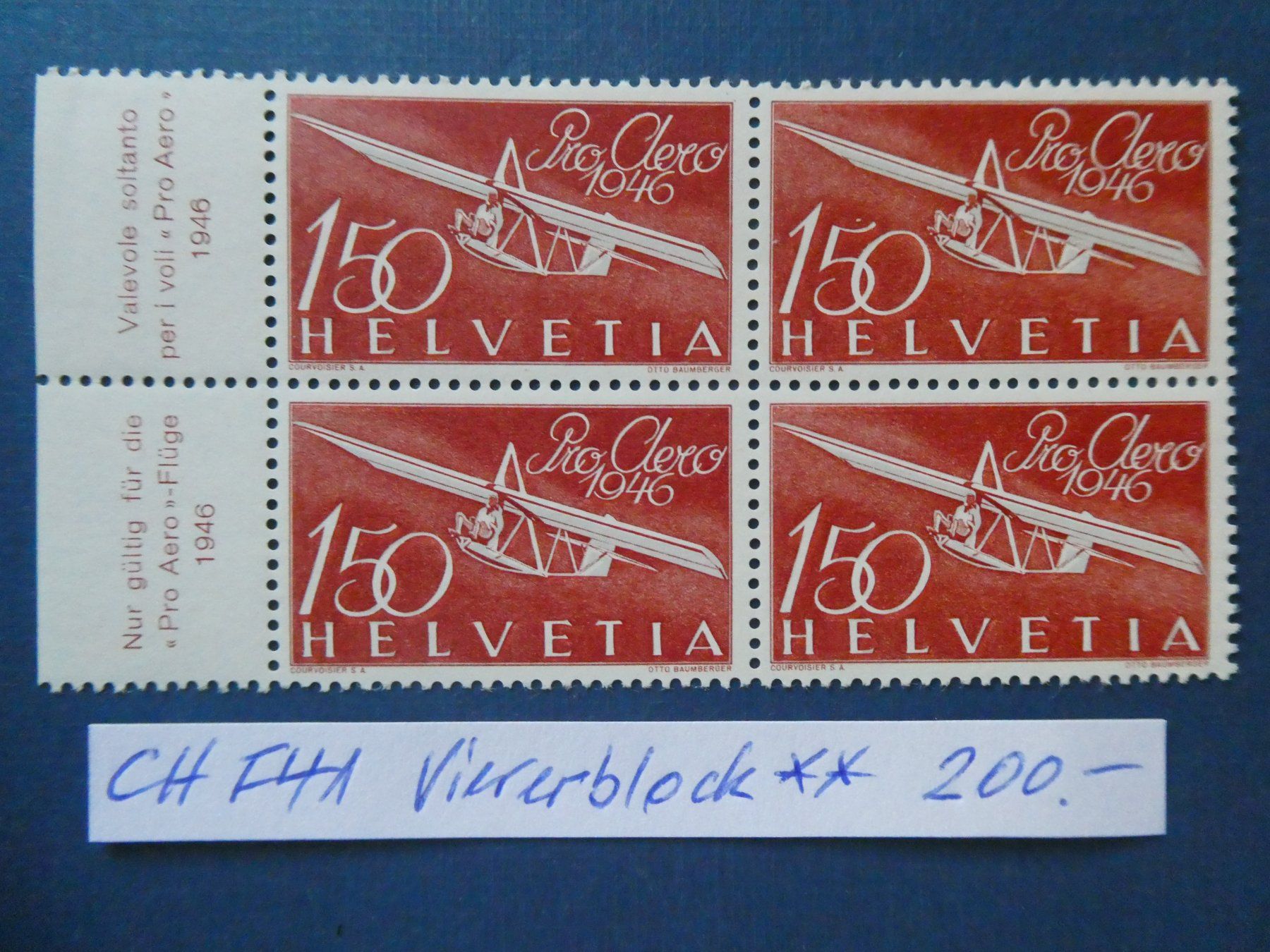 Alle Briefmarken: CH F41 Viererblock postfrisch ** – Gebraucht aus Lausen von Herbamare01