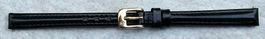 Bracelet montre 10 mm cuir noir brillant boucle dorée neuf.
