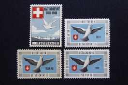 (m362) Brieftaubendienst Wit 10/1 + 21/1 + 22/1 + 24/1 *