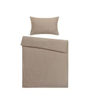 Seersucker Bettwäsche Uni Taupe 160x210 + 65x100cm
