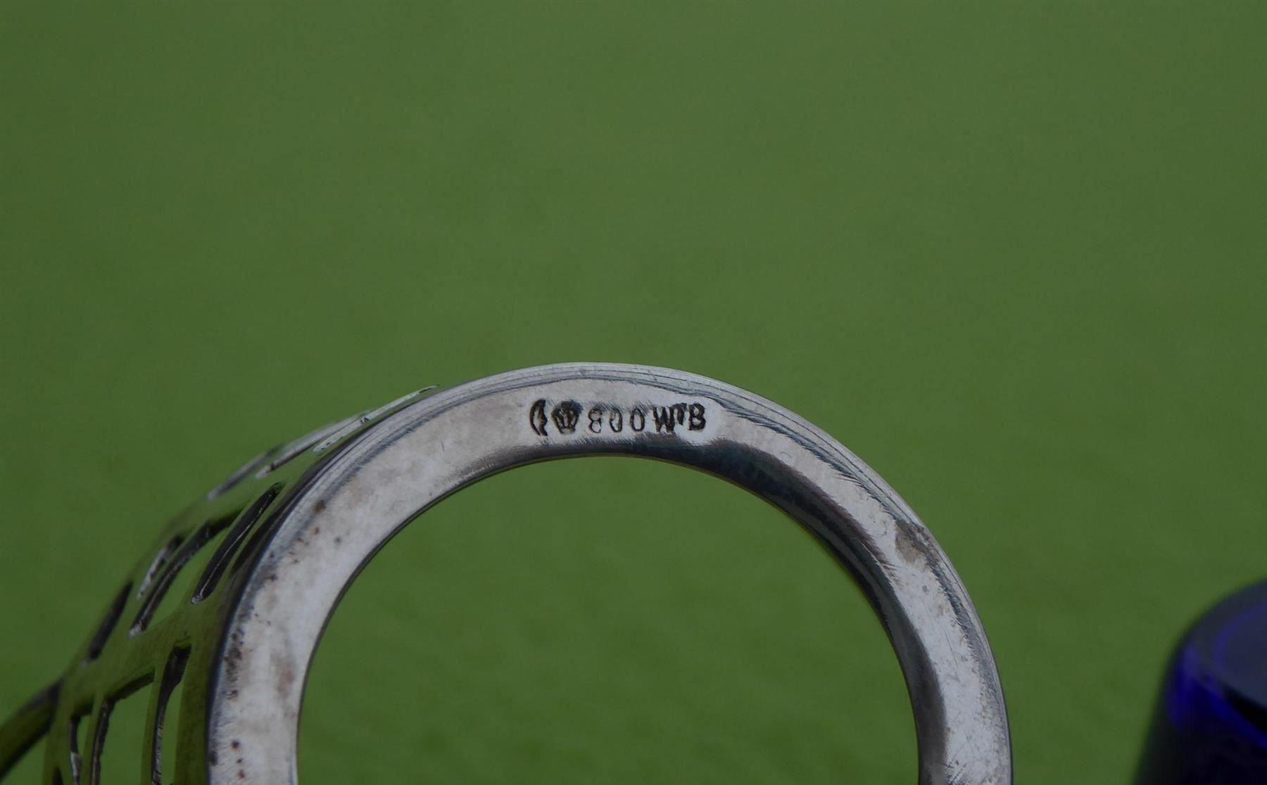 Schalen: Gewürz Gefäss 800 Silber mit Kobaltglas – Gebraucht aus Muri AG von silvercat 3