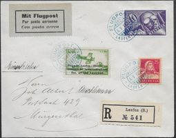 1924 Flugpost Laufen Mischfr.VIGNETTE Abart SBK 275.- ab 1.-