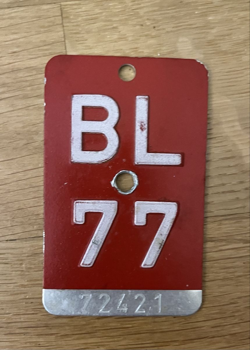 Schilder: BL 1977 Velonummer – Gebraucht aus Bern von hispano74