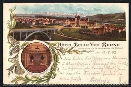 Litho Berne, Hotel Belle-Vue, Vue prise 