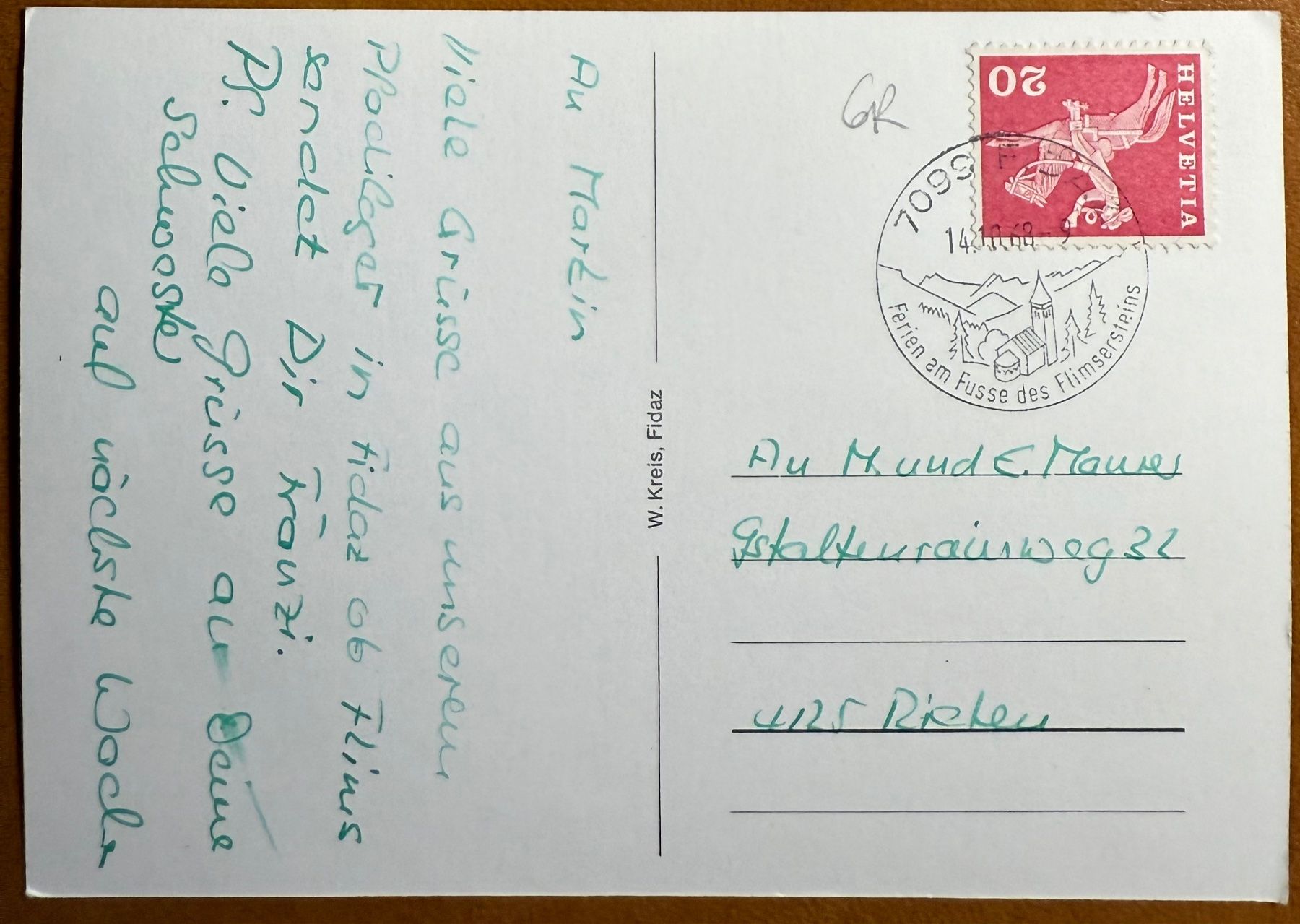 Cartoline postali: FIDAZ - Casa Martin Pign 1968 – Usato da Lutry venduto da Ediego 1