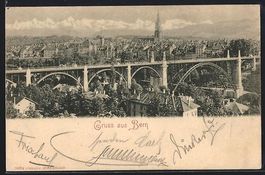 AK Bern, Teilansicht mit Viadukt, 1900