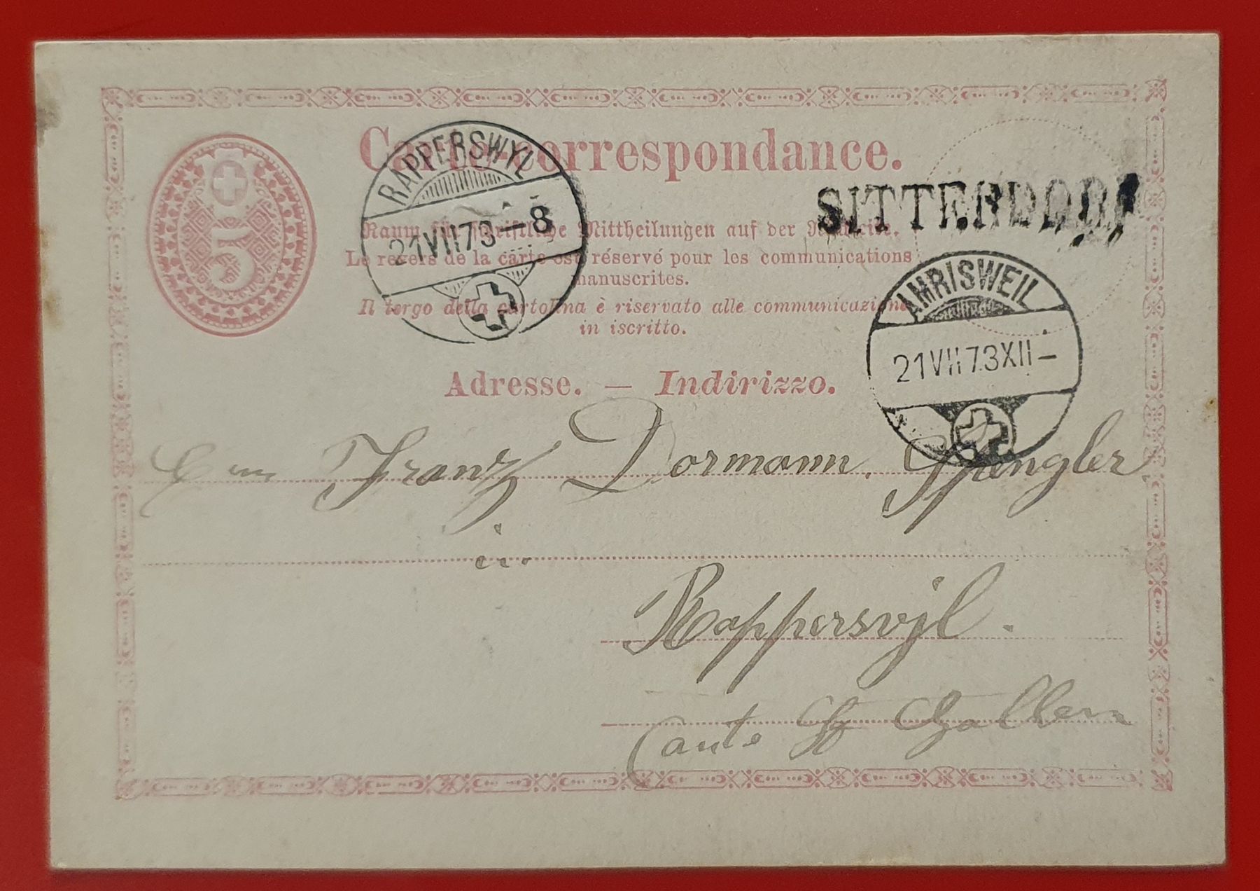 Tutti i francobolli: Ganzsache 1873 mit Stabstempel Sitterdorf – Usato da Kreuzlingen venduto da Rschweiz1