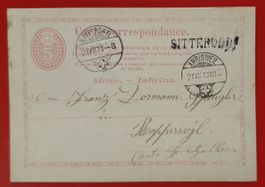 Ganzsache 1873 mit Stabstempel Sitterdorf