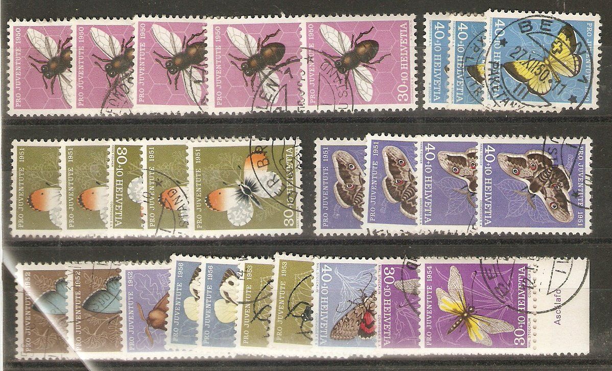 Alle Briefmarken: PJ 26 gute Werte Insekten gest. – Gebraucht aus Lausanne von Whorvath