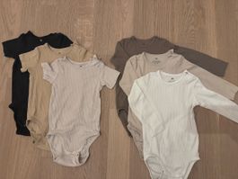 6 H&M Unisex Baby Bodysuits Ribbed Cotton Size 86