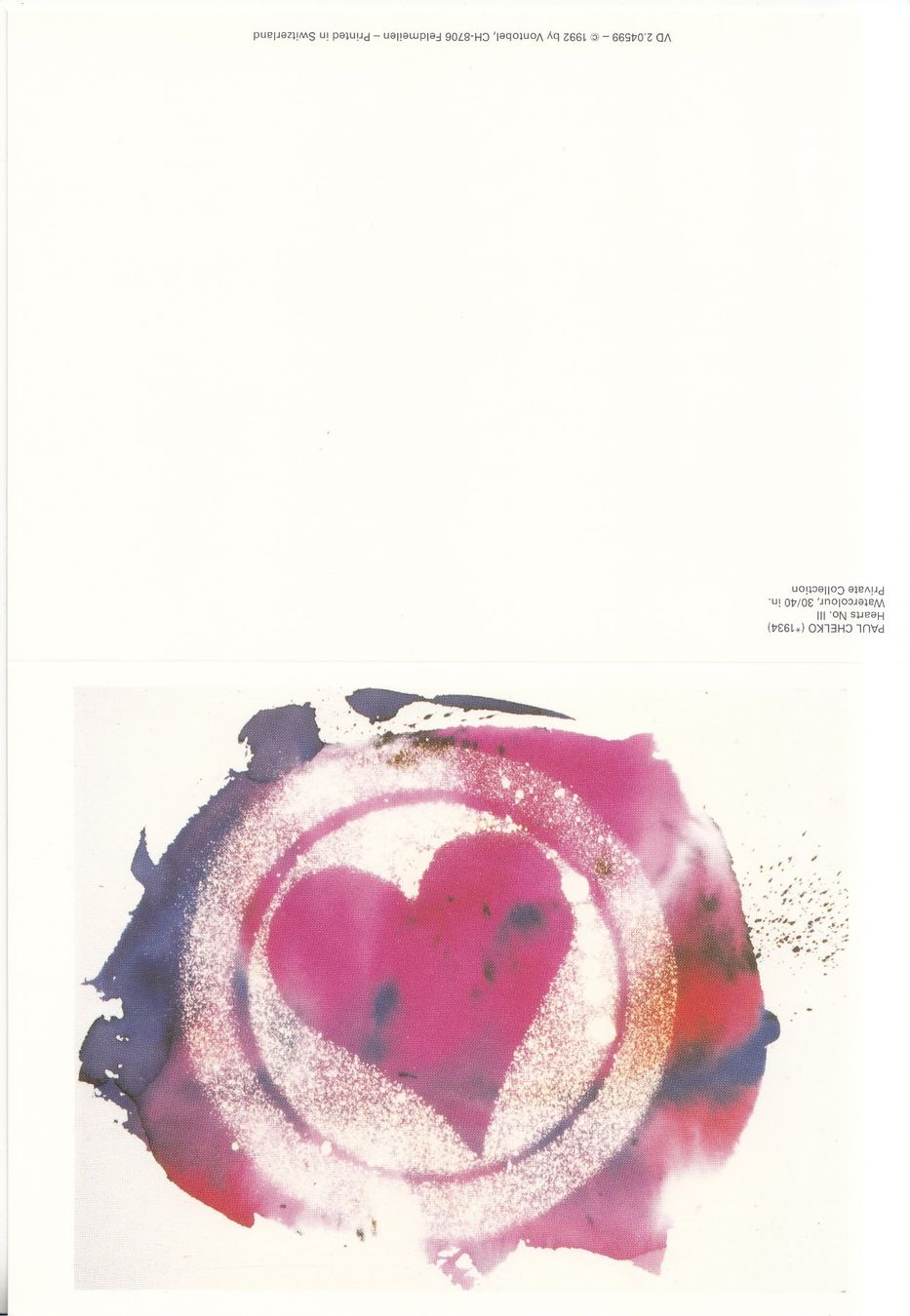 Cartoline postali: DK Paul Chelko, Hearts No. lll – Nuovo (secondo la descrizione) da Bürglen TG venduto da StampGraf