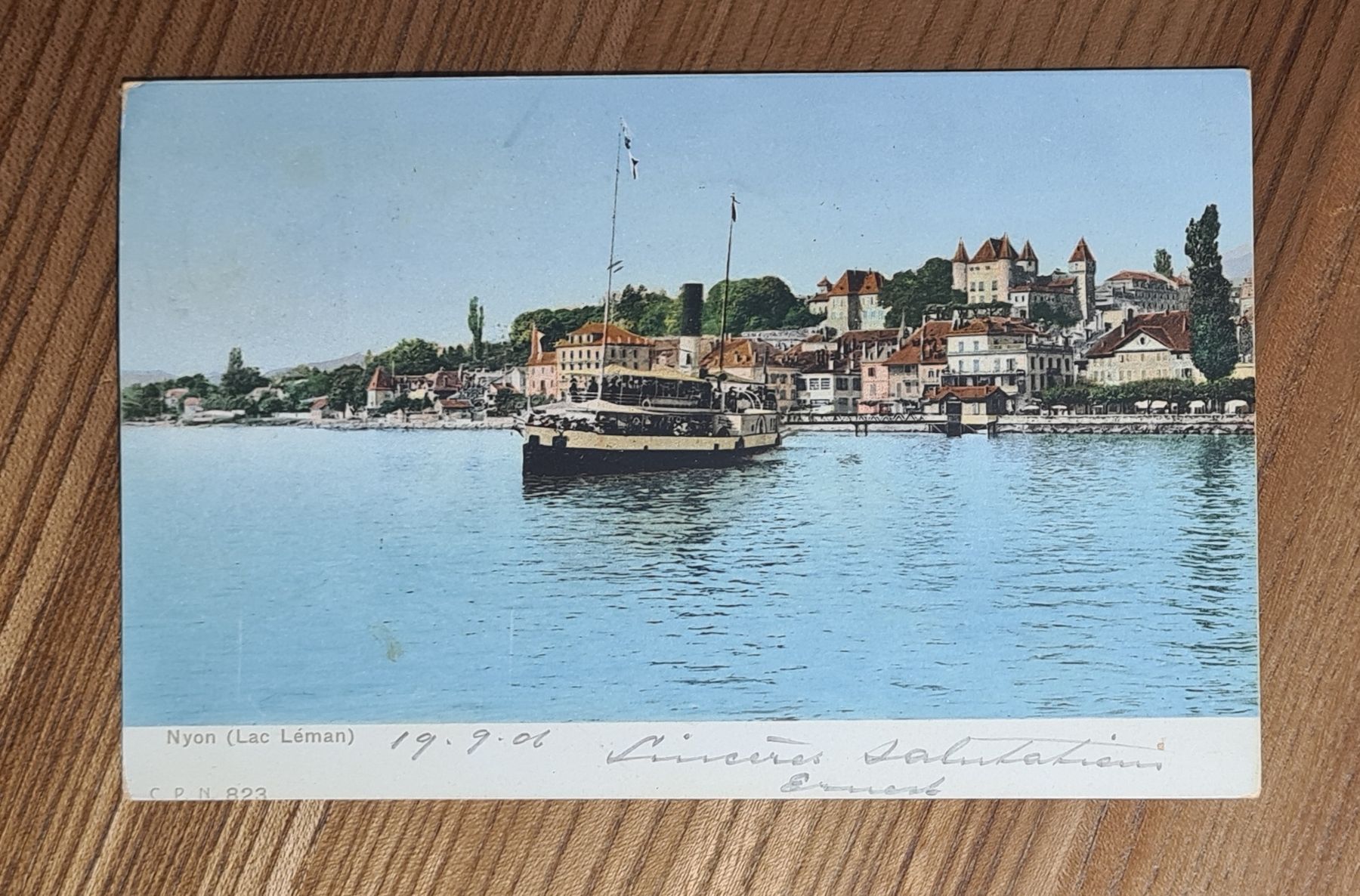 Cartoline postali: Nyon mit Schiff 1906 – Usato da Ebikon venduto da Donar50
