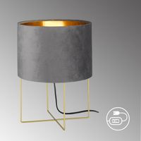 Tischleuchte, Grau, Gold, 24 cm Ø