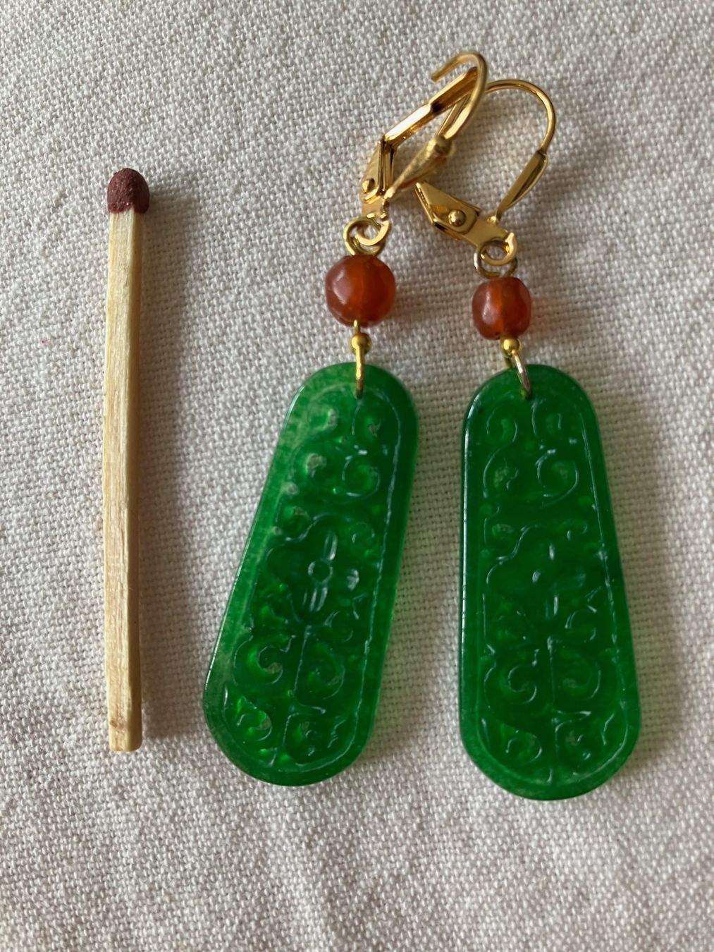 Boucles d'oreille: Ohrringe mit Jade-Filigran – Neuf (Voir description) à Zürich par aannnnaa48