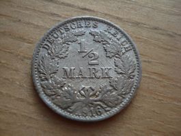 (N5) ½ mark 1916 F - Wilhelm II