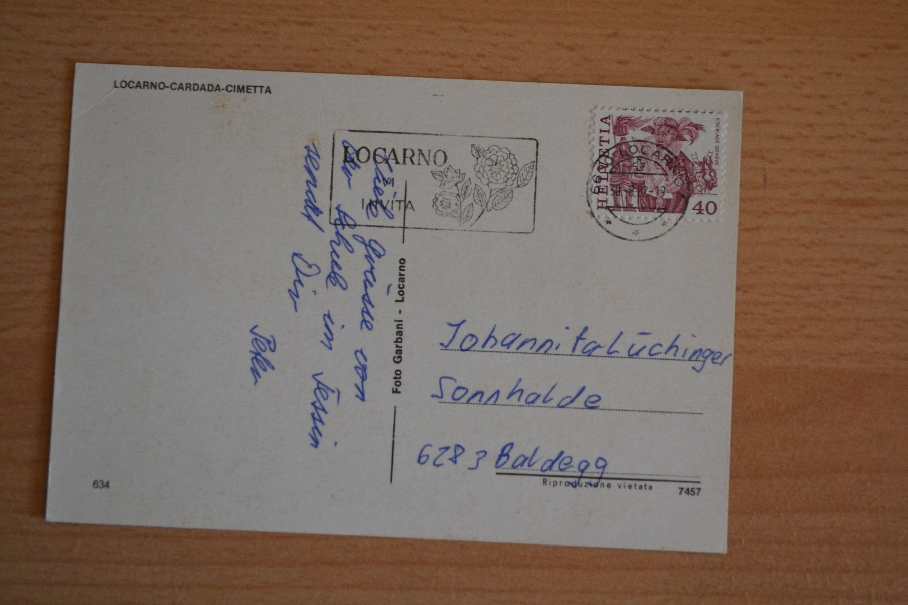 Cartoline postali: AK Locarno Cardada-Cimetta TI – Usato da Beinwil am See venduto da kajak55 1