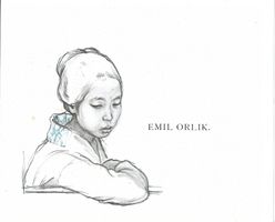 Emil Orlik, Japanerin, Japan, Antiker Farbdruck, 1902