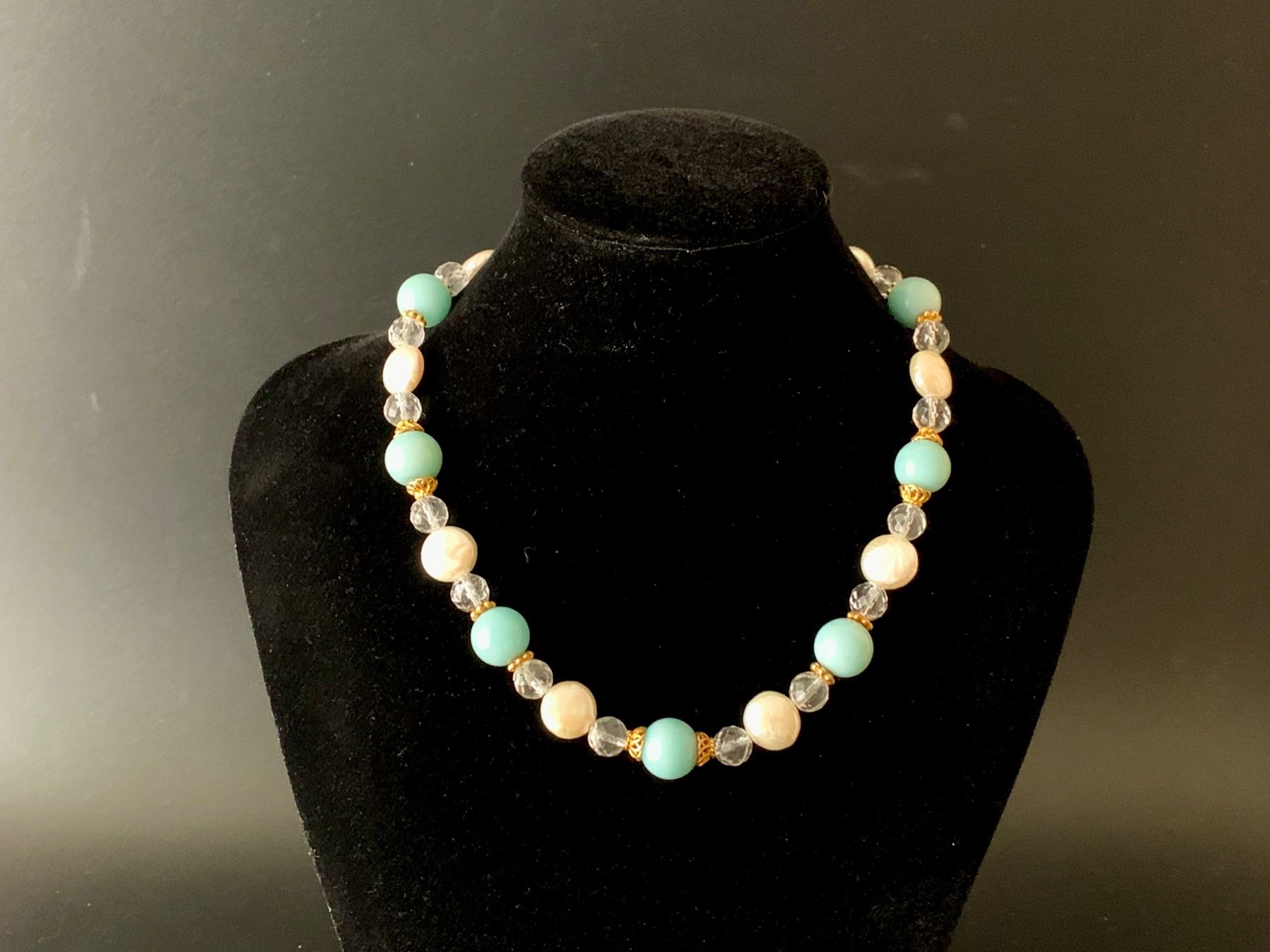 Ketten: Amazonit & Perlen Halskette Vergoldet – Gebraucht aus Rüschlikon von ThereseJewelryDesign 1